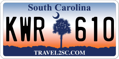 SC license plate KWR610
