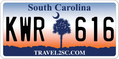 SC license plate KWR616