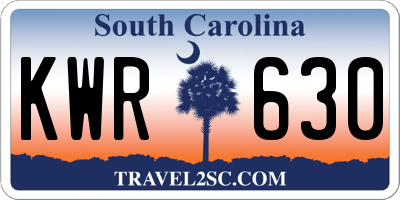 SC license plate KWR630