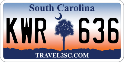 SC license plate KWR636