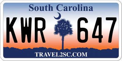 SC license plate KWR647