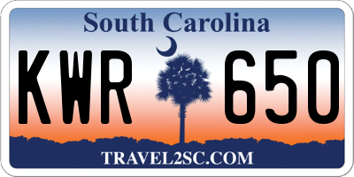 SC license plate KWR650