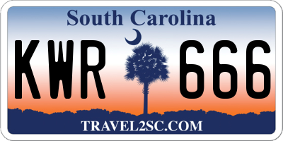 SC license plate KWR666