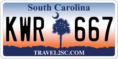 SC license plate KWR667