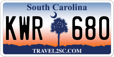 SC license plate KWR680