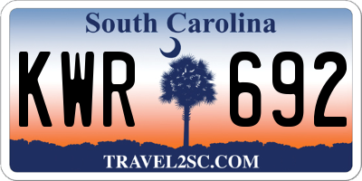 SC license plate KWR692
