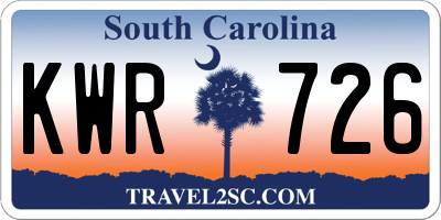 SC license plate KWR726