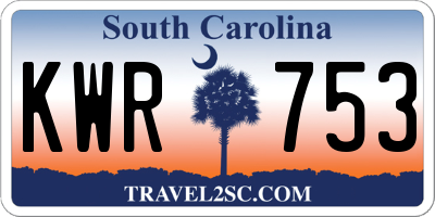 SC license plate KWR753