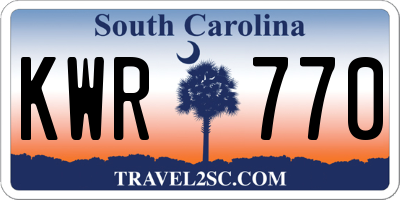 SC license plate KWR770
