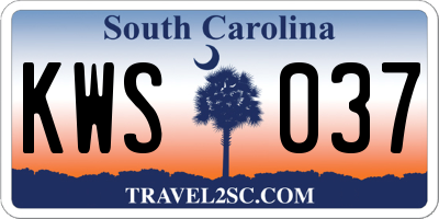 SC license plate KWS037