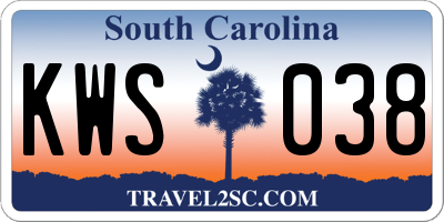 SC license plate KWS038
