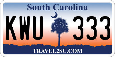 SC license plate KWU333