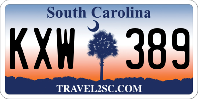 SC license plate KXW389
