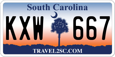 SC license plate KXW667