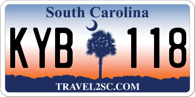 SC license plate KYB118