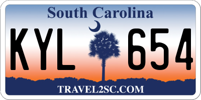 SC license plate KYL654