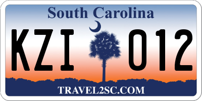 SC license plate KZI012
