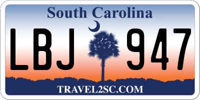 SC license plate LBJ947