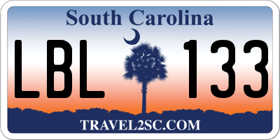 SC license plate LBL133