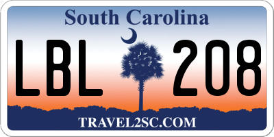SC license plate LBL208