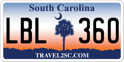 SC license plate LBL360