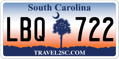 SC license plate LBQ722