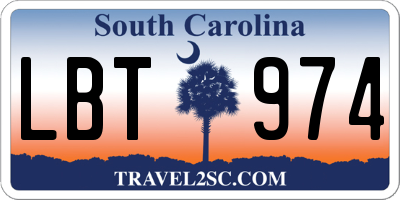SC license plate LBT974