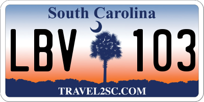 SC license plate LBV103
