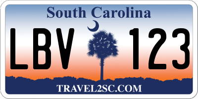 SC license plate LBV123