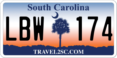 SC license plate LBW174