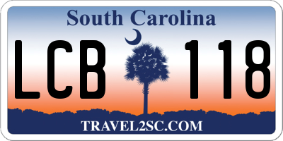 SC license plate LCB118