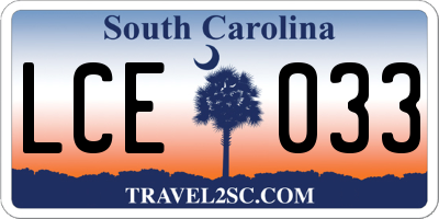 SC license plate LCE033