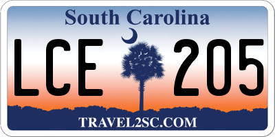 SC license plate LCE205