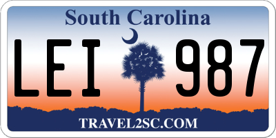 SC license plate LEI987