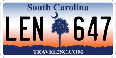 SC license plate LEN647