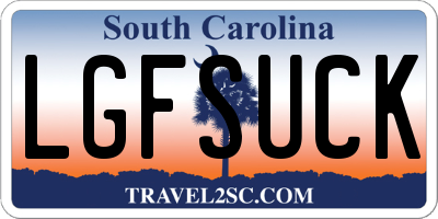 SC license plate LGFSUCK