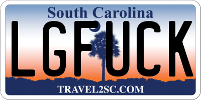 SC license plate LGFUCK