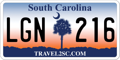 SC license plate LGN216