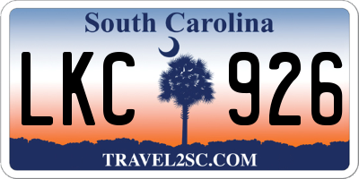 SC license plate LKC926