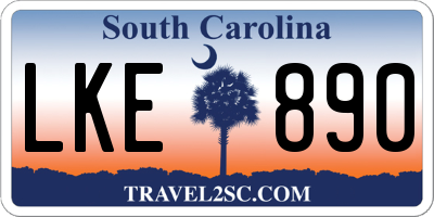 SC license plate LKE890