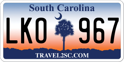 SC license plate LKO967
