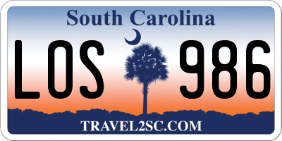 SC license plate LOS986