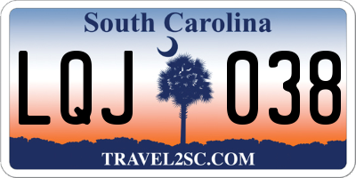 SC license plate LQJ038