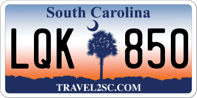 SC license plate LQK850