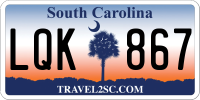 SC license plate LQK867