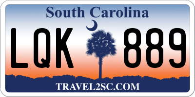 SC license plate LQK889
