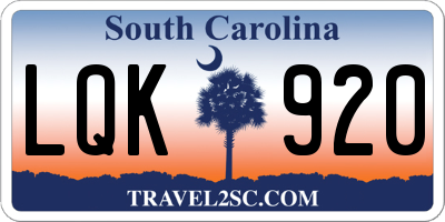 SC license plate LQK920