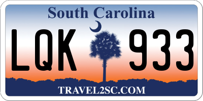 SC license plate LQK933
