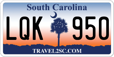 SC license plate LQK950