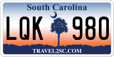 SC license plate LQK980